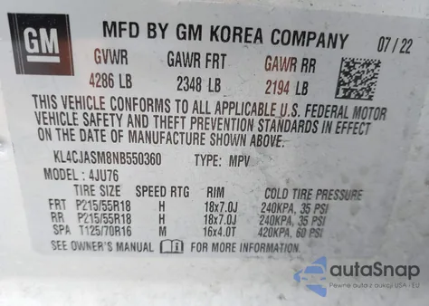 2022 Buick Encore Preferred from USA, damaged, VIN KL4CJASM8NB550360